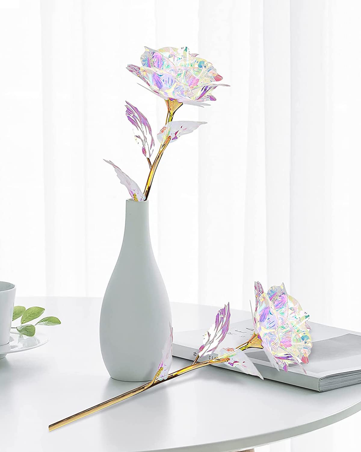 Valentines Day Rose Gifts for Her, Birthday Gifts for Women Mom Galaxy Rose Glass Forever Flowers with Heart-Shaped Base Eternal Crystal Roses Valentine Gifts for Grandma Wife Sister Girlfriend