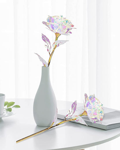 Valentines Day Rose Gifts for Her, Birthday Gifts for Women Mom Galaxy Rose Glass Forever Flowers with Heart-Shaped Base Eternal Crystal Roses Valentine Gifts for Grandma Wife Sister Girlfriend