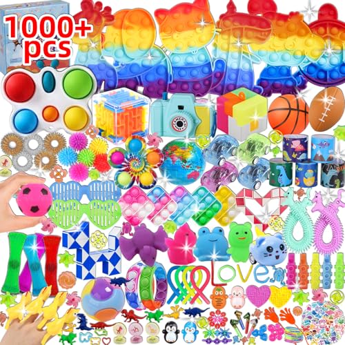 1000 Pcs Party Favors for Kids, Fidget Toys Bulk, Birthday Gift Toys, Fidgets Stocking Stuffers, Treasure Box Birthday Party, Goodie Bag Stuffers, Carnival Prizes, Pinata Filler Stuffers for Classroom