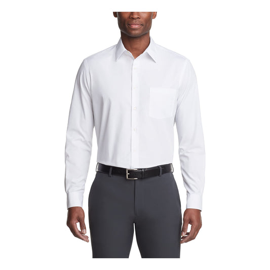 Van Heusen Men's Dress Shirt Regular Fit Poplin Solid, White, 18.5" Neck 36"-37" Sleeve, 20F7795
