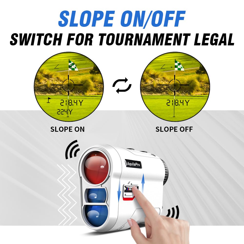AquilaPro NKG Golf Rangefinder with Slope, 1000 Yards, Rangefinder Golf, 0.5 Yard Accuracy, 7X Magnification, Flag Lock Vibration, Rechargeable Golf Range Finder