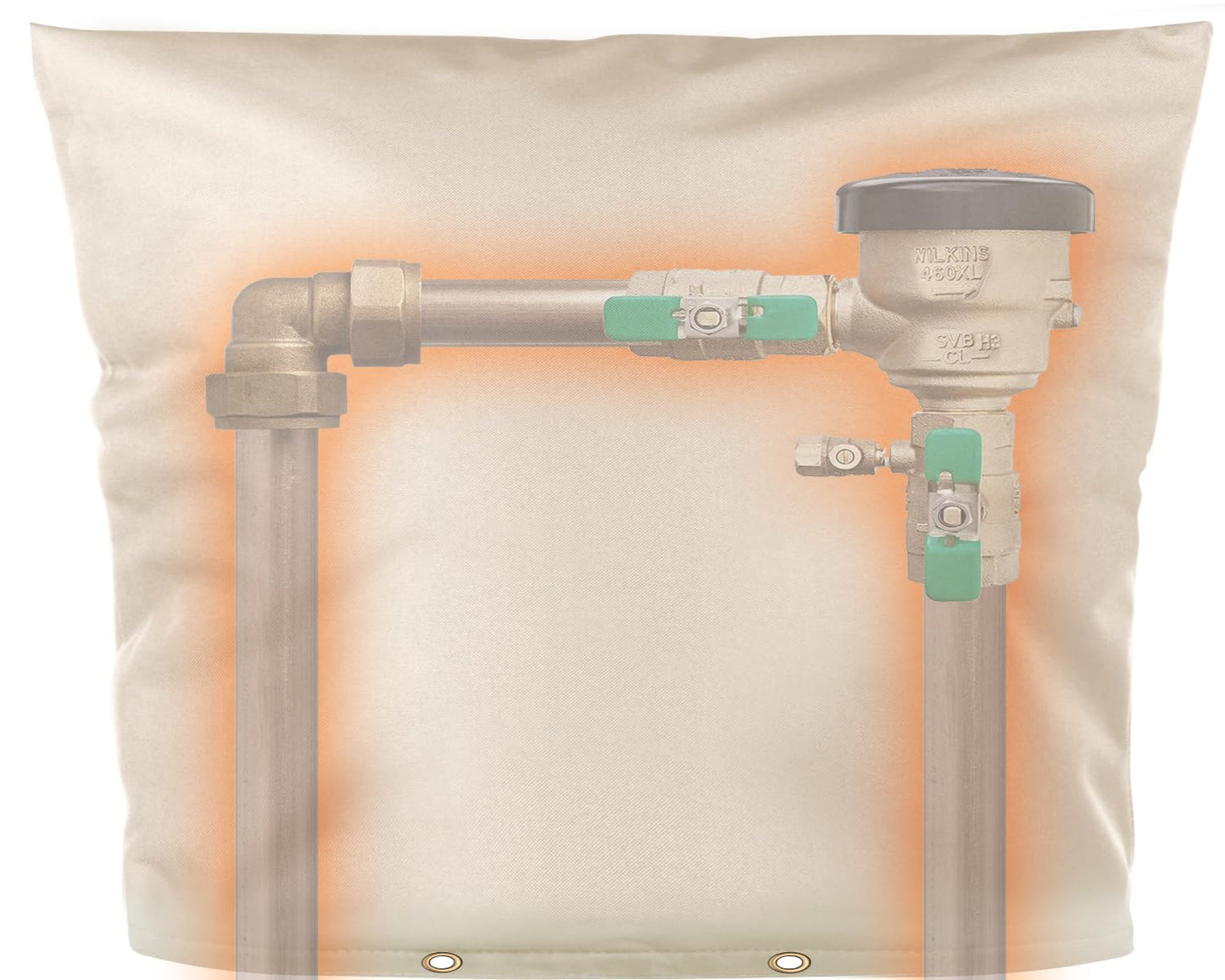 Angooni Upgraded Backflow Preventer Cover Aluminum Foil (5°F) - 30" W x 24" H Industrial 600D Winter Sprinkler Valve Covers for Outside, Anti-UV Winter-Freeze Water Well Pump Cover, Beige