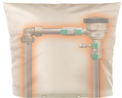 Angooni Upgraded Backflow Preventer Cover Aluminum Foil (5°F) - 30" W x 24" H Industrial 600D Winter Sprinkler Valve Covers for Outside, Anti-UV Winter-Freeze Water Well Pump Cover, Beige