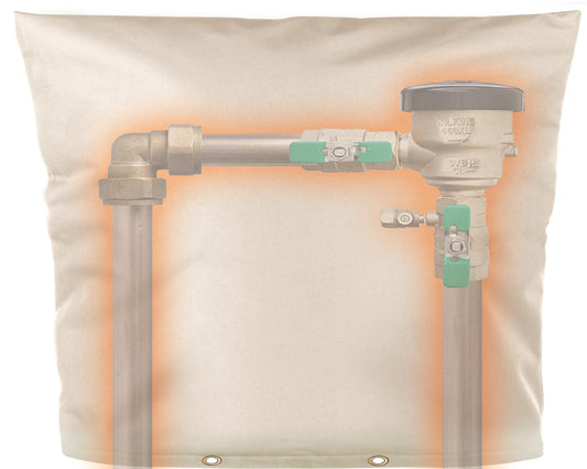 Angooni Upgraded Backflow Preventer Cover Aluminum Foil (5°F) - 30" W x 24" H Industrial 600D Winter Sprinkler Valve Covers for Outside, Anti-UV Winter-Freeze Water Well Pump Cover, Beige