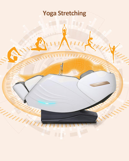RELX 2025 Massage Chair Full Body, 20 Modes Zero Gravity SL-Track Shiatsu Massage Chair Built-in Heat System, Airbag Massage with Body Scan, Deep Yoga Stretch, Calfrest Extension and AI Control(White)