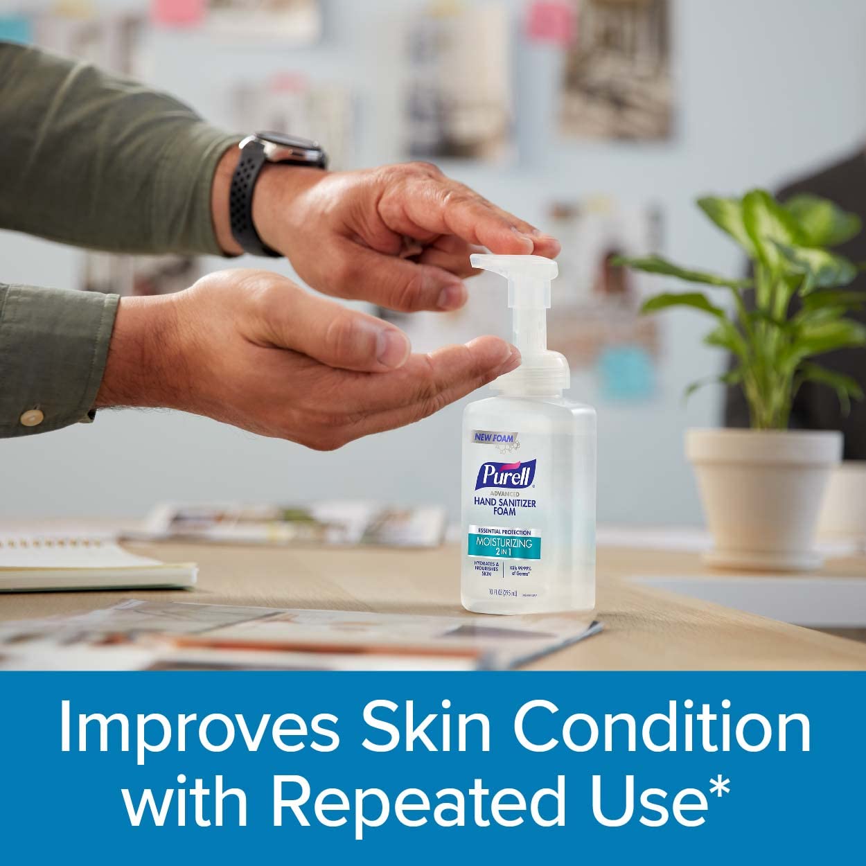 Purell Advanced Hand Sanitizer 2in1 Moisturizing Foam, Naturally Fragranced with Essential Oils, 10 oz Pump Bottle (Pack of 3), 3002-06-EC