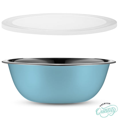 WHYSKO Stainless Steel Mixing Bowl Set, 10 Piece Stainless Steel Mixing Bowls with Lids Set for Food Prep Storage and Serving, Dishwasher Safe Microwave Safe for Kitchen Baking Cooking, Light Blue