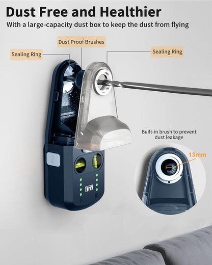 Tyrry 4-in-1 Laser Level Tool with Line Laser, Drill Dust Collector, Wall Bracket, Electronic Vacuum Suction Cup, 1800 mAh Battery, Leveler Tool Perfect for Picture Hanging, Painting, Home Renovations