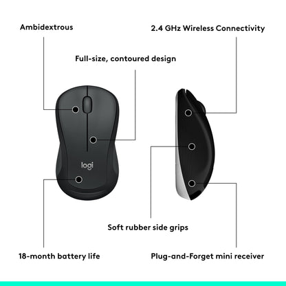 Logitech MK540 Advanced Wireless Keyboard and Mouse Combo for Windows, 2.4 GHz Unifying USB-Receiver, Multimedia Hotkeys, 3-Year Battery Life, for PC, Laptop