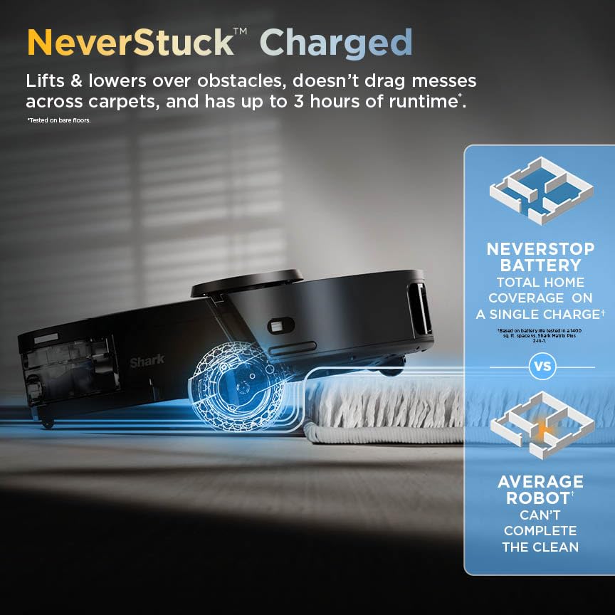 Shark Robot Vacuum & Mop Combo, PowerDetect ThermaCharged NeverTouch Pro, Self-Emptying, Self-Refill with Heated Mop Cleaning, 60-Day Capacity, 30-Day Tank, 6 PowerDetect Technologies, White, AV2900XE