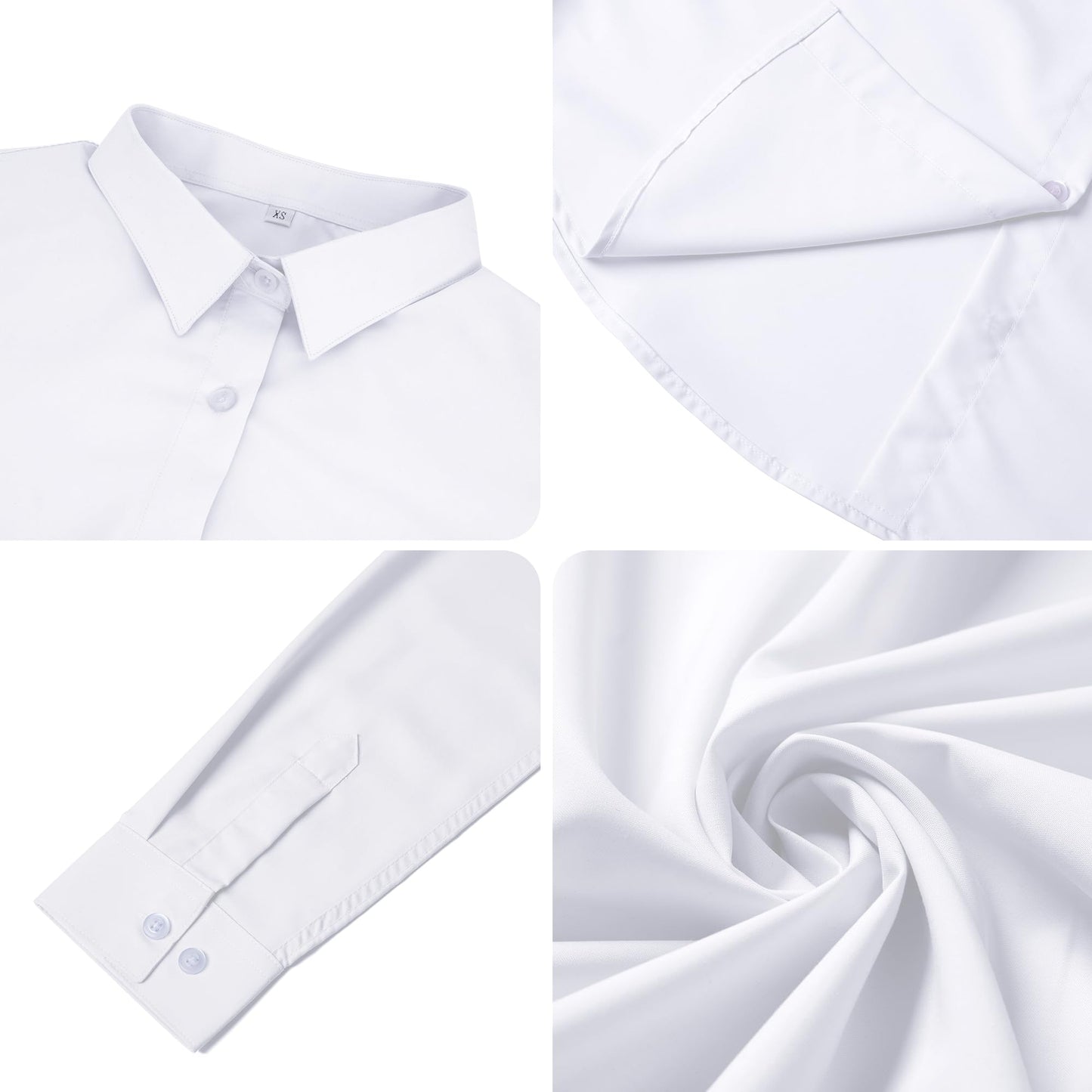 Ruisin Womens Soft Wrinkle Free Button Down Shirts for Women Long Sleeve Formal Work Dress Blouses Tops White Size XS