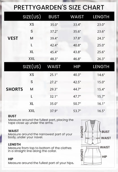 PRETTYGARDEN Women's 2 Piece Summer Matching Sets Button Front V Neck Vest Waistcoat Sleeveless Tops and Shorts with Pockets (Black,Medium)