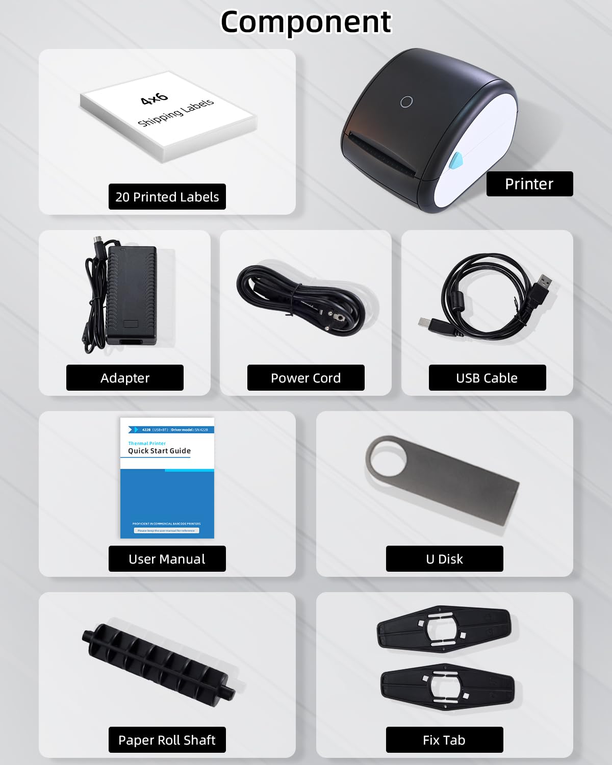 BORN4SHIP Thermal Label Printer 4x6, Bluetooth Shipping Label Printer for Small Businesses, with Built-in Paper Holder, Compatible with Amazon Shopify USPS