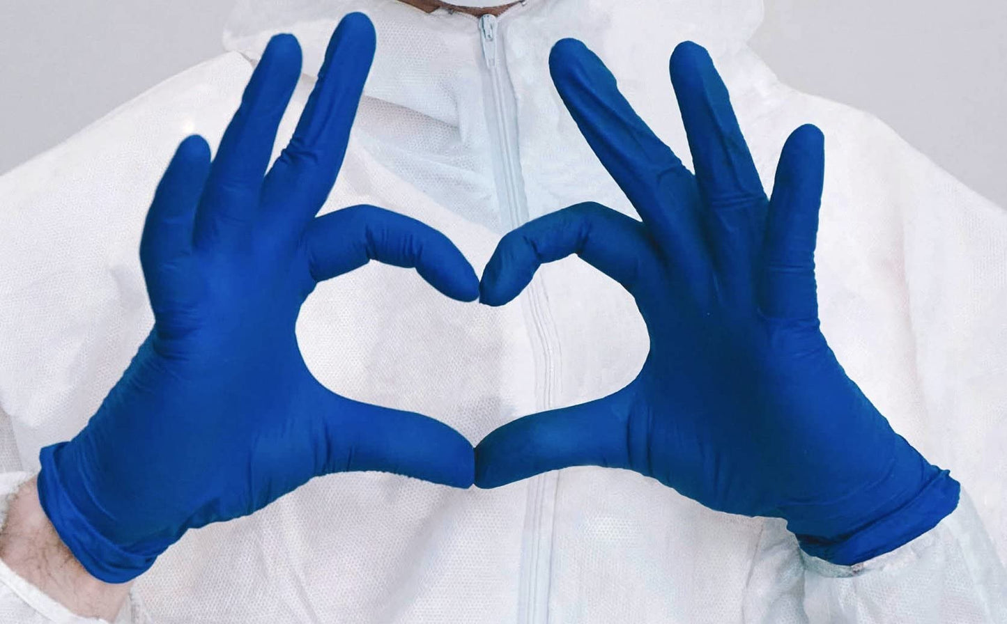 Inspire Nitrile Gloves Medical Examination | The Original Quality Stretch Cobalt Blue | 4.5 Grade Disposable Latex Free Doctors,EMT, Food Service, Cleaning, Janitorial, Household, Hospitals and More