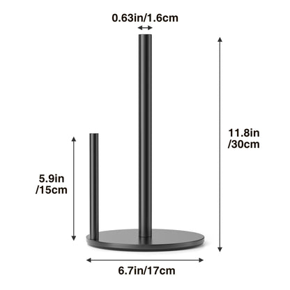 Paper Towel Holder Black, Premium Stainless Steel Kitchen Roll Dispenser, Countertop Roll Organizer with Weighted Base