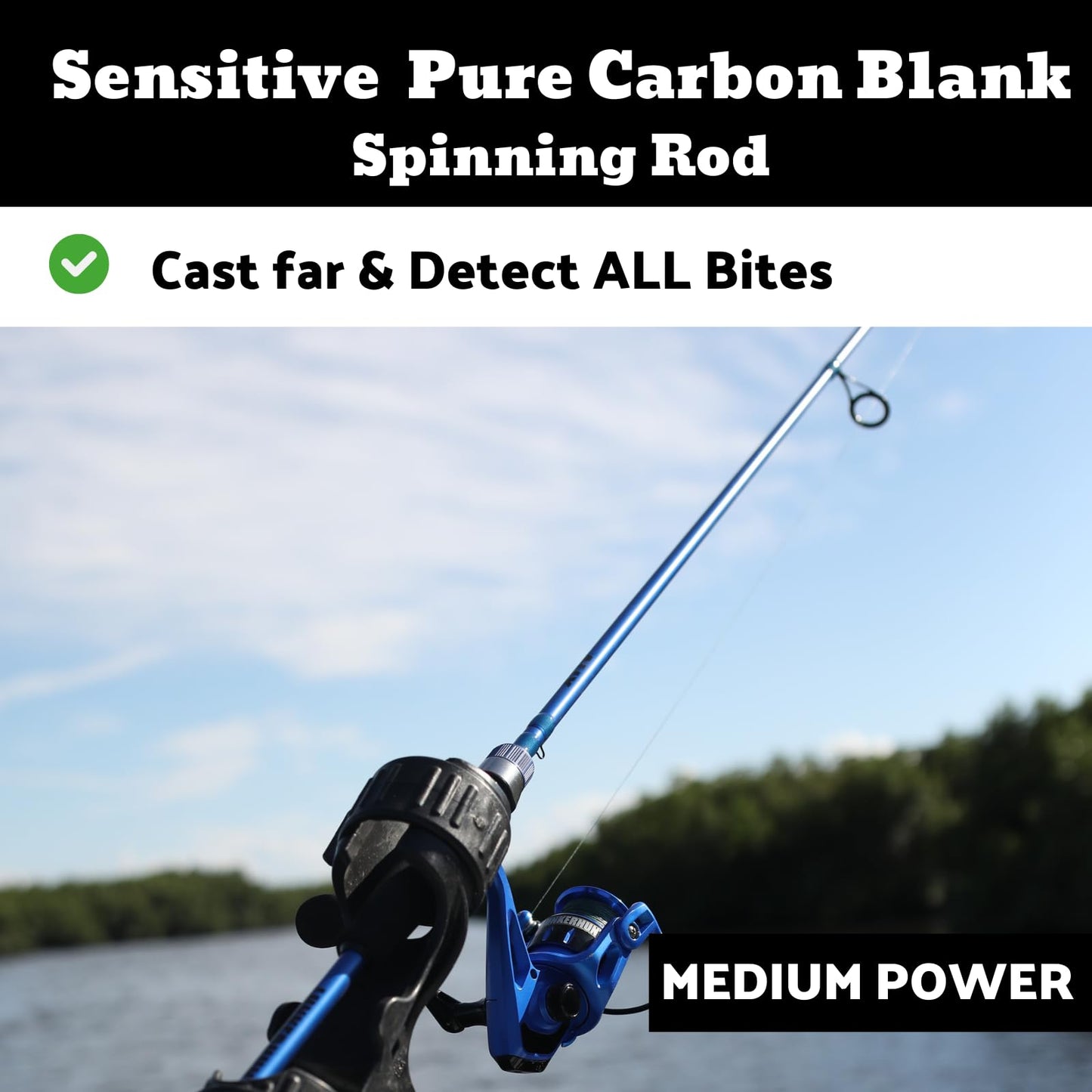 Lunkerhunt AUX Spinning Rod and Reel Combo | Fishing Rod Combo 7ft (Blue)