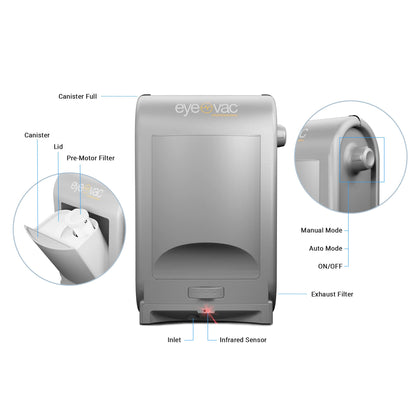 EyeVac Pro Touchless Vacuum Automatic Dustpan - Ultra Fast & Powerful - Great for Sweeping Salon Pet Hair Food Dirt Kitchen, Corded Canister Vacuum, Bagless, Automatic Sensors, 1400 Watt (Sliver)