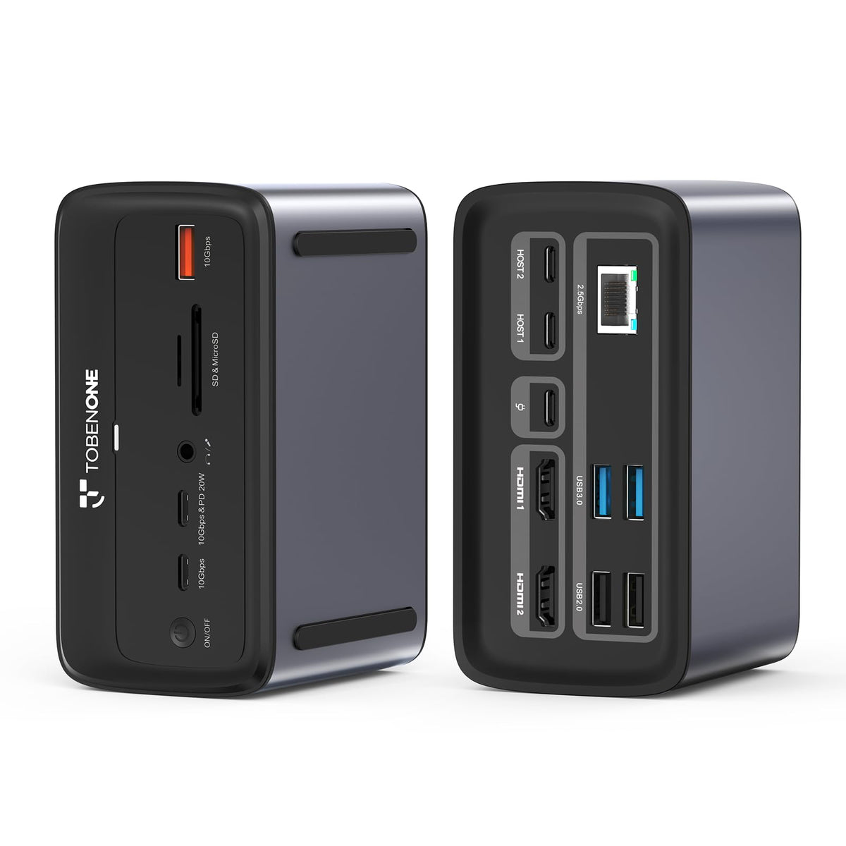 TobenONE MacBook Docking Station Dual 4K@60Hz, 16-in-2 USB C Docking Station with 2 HDMI Ports, 7 USB Ports, 100W GaN Power Supply & 20W Charging, 2.5Gbps Ethernet, for Home & Office