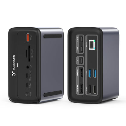 TobenONE MacBook Docking Station Dual 4K@60Hz, 16-in-2 USB C Docking Station with 2 HDMI Ports, 7 USB Ports, 100W GaN Power Supply & 20W Charging, 2.5Gbps Ethernet, for Home & Office