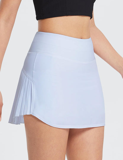 baleaf Pleated Tennis Skirt Skorts Skirts for Woman High Waisted Lightweight Athletic Golf Workout with Shorts Pockets Snow Blue Medium