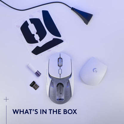 Logitech G309 Lightspeed Wireless Gaming Mouse, Lightweight, LIGHTFORCE Switches, Hero 25K Sensor, 300+ hr Battery, 6 Programmable Buttons, PC & Mac - White