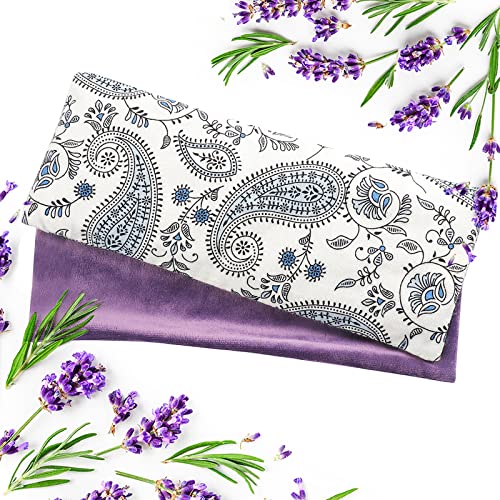 Lavender Eye Pillow for Relaxation, Yoga, Sleep - Weighted Eye Mask for Headache, Sinus, Aromatherapy Moist Heat Compress, Meditation Accessory, Relaxation Gift for Women (Purple)