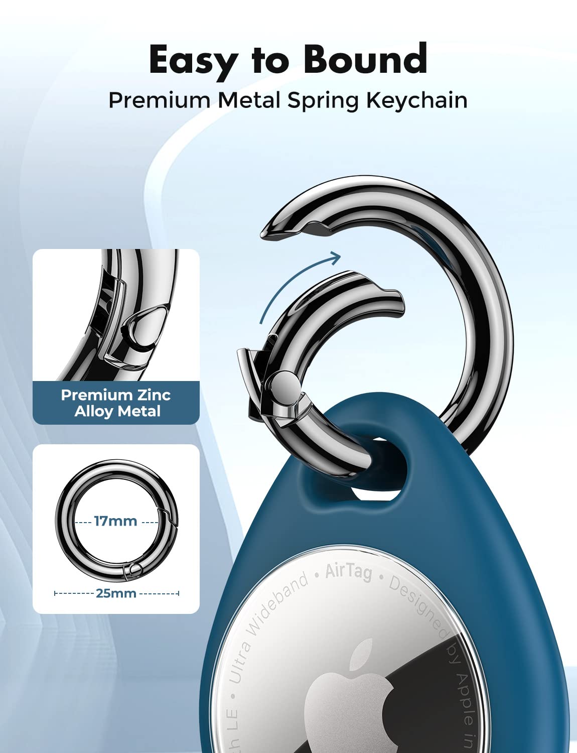 UNBREAKcable AirTag Holder for Apple - 4 Pack Air Tag Case [Fit Tightly Design] [Easy to Install] [Hold Air Tag Securely] Waterproof TPU Shell Protective Cover with All Metal Keychain Key Ring Clip