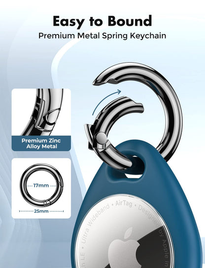 UNBREAKcable AirTag Holder for Apple - 4 Pack Air Tag Case [Fit Tightly Design] [Easy to Install] [Hold Air Tag Securely] Waterproof TPU Shell Protective Cover with All Metal Keychain Key Ring Clip