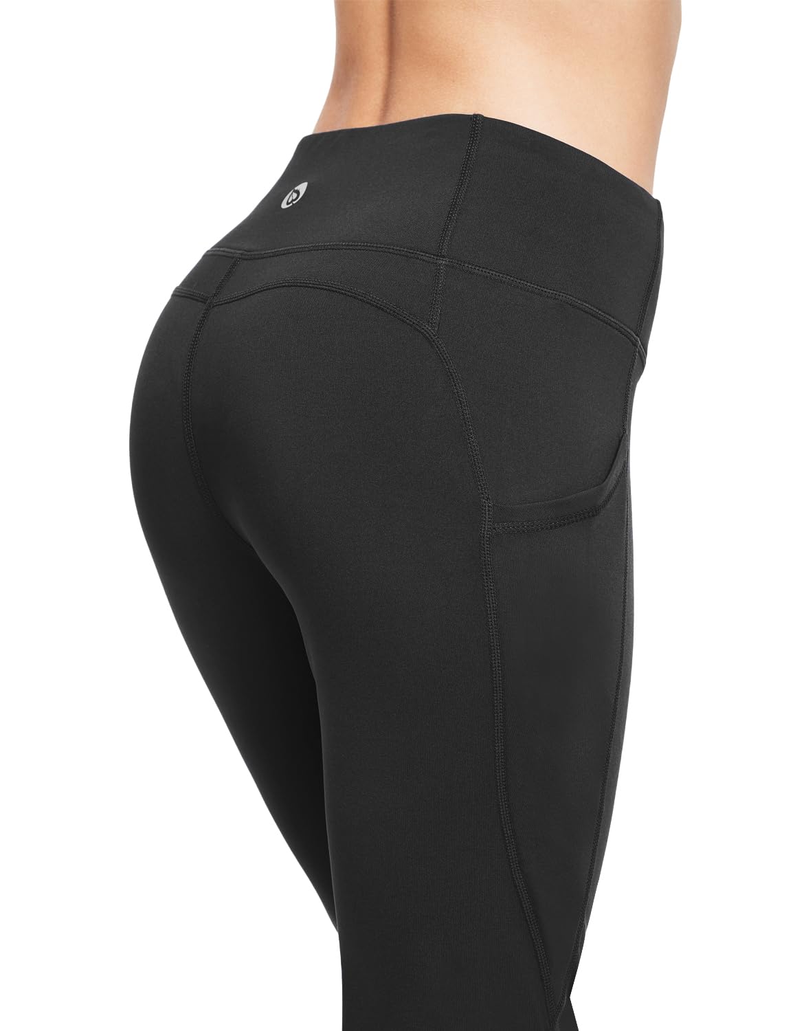 baleaf Women's Fleece Lined Leggings Thermal Warm Winter Tights High Waisted Thick Yoga Pants Cold Weather with Pockets Black M