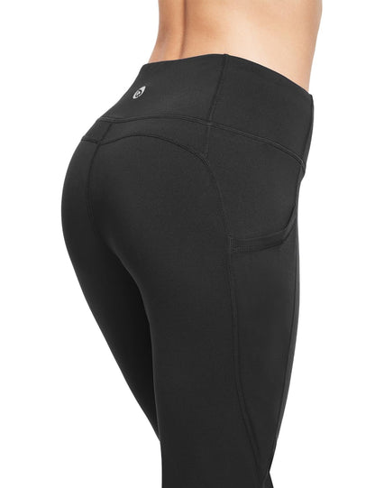 baleaf Women's Fleece Lined Leggings Thermal Warm Winter Tights High Waisted Thick Yoga Pants Cold Weather with Pockets Black M