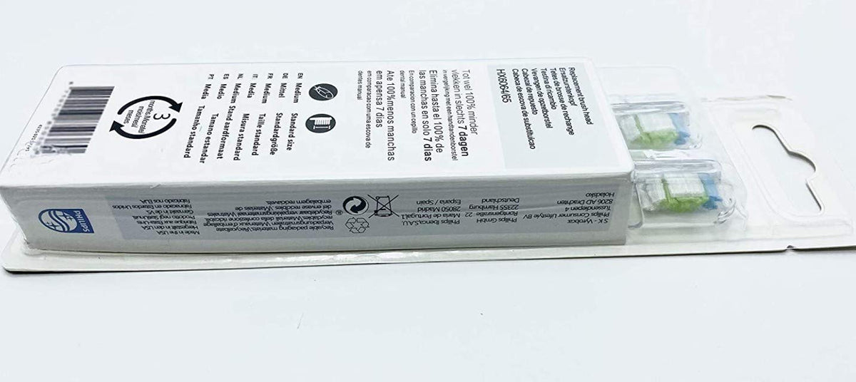 Philips Sonicare W DiamondClean - Genuine Replacement Electric Toothbrush Heads, Black, 4 Pack One Year Supply, HX6064/95