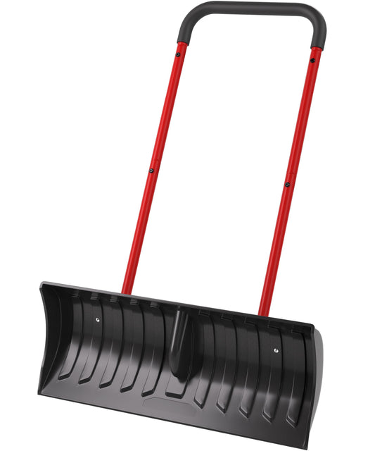 30” Snow Shovel, Heavy-Duty Snow Pusher & Snow Plow, Ergonomic Handle, Lightweight Wide Blade for Fast Snow Removal, Back Saver Winter Tool for Driveway, Sidewalk, Patio, Deck