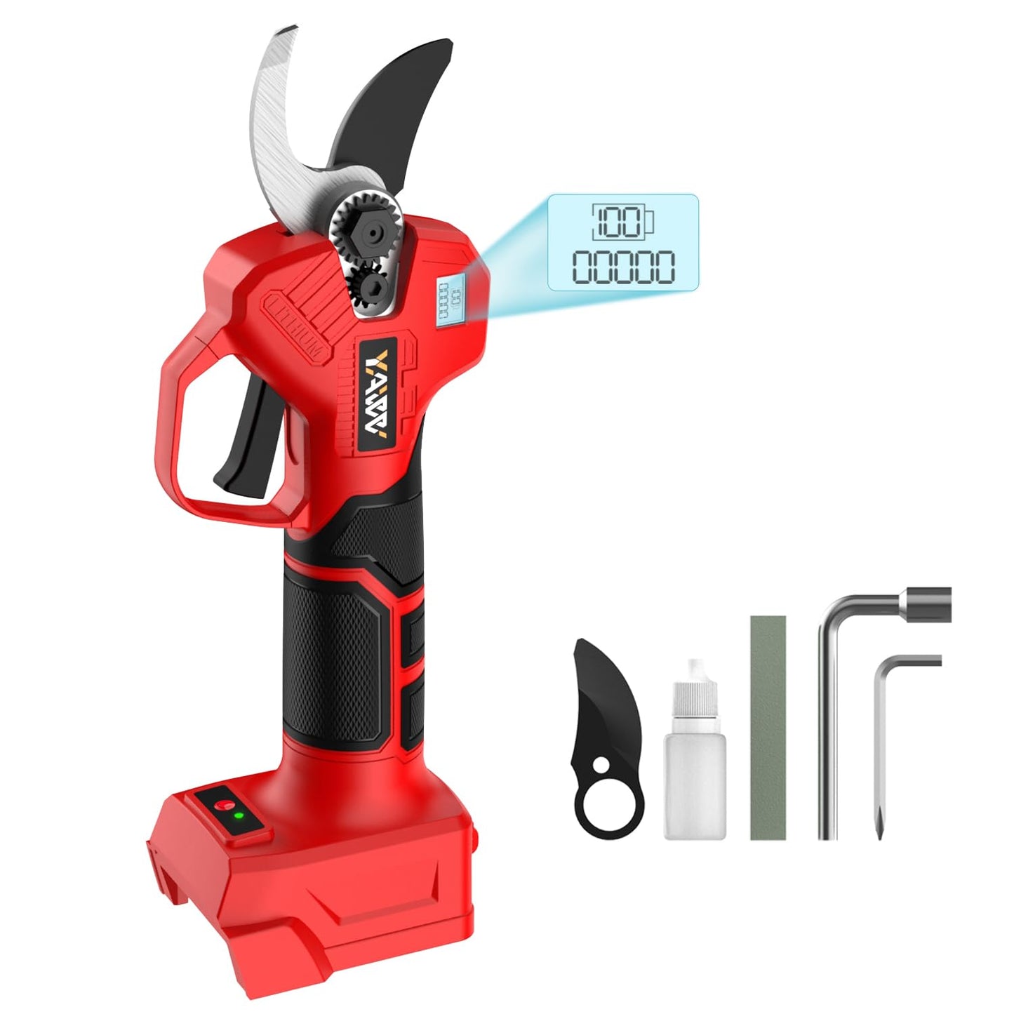 Electric Pruning Shears for Milwaukee M18 Battery, Portable Cordless Pruning Shears with LCD Display＆SK5 Blades, Adjustable Cutting Diameter 0.8-1.2 Inch for Gardening Tree Pruning(NO Battery)