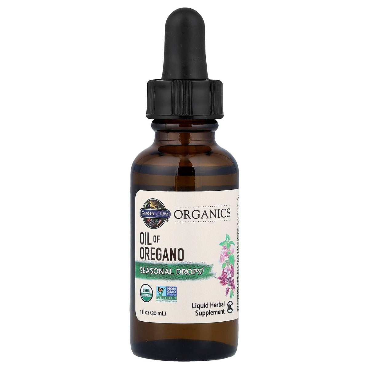 Garden of Life Organics Oil of Oregano Seasonal Drops 1fl oz (30 mL) Liquid, Concentrated Plant Based Immune Support - Alcohol-Free, Organic, Non-GMO, Vegan & Gluten Free Herbal Supplements