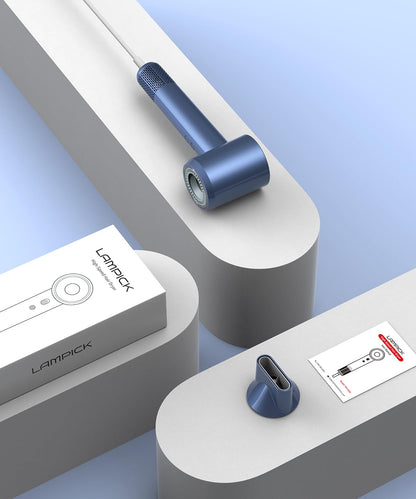 LAMPICK Hair Dryer, Ionic Blow Dryer, Professional High-Speed Hairdryer with 150,000 RPM Motor for Fast Drying, 5 Temps/3 Speeds Lightweight Hairdryer with Magnetic Nozzle for Home Travel Women Man