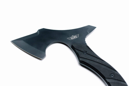 Uzi UZK-Axe-2 Masada Axe with 7-Inch Blade Reinforced Striker Tip, Full Tang, G10 Handle, Tactical Throwing, Chopping Axe for Outdoor, Hiking, Camping, Black Stainless Steel, Double Edged