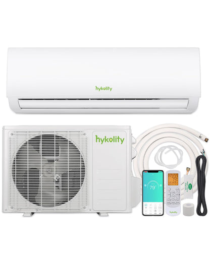 Wifi Enabled 9,000 BTU Mini Split Air Conditioner & Heater, 19 SEER2 115V Split AC Unit Ductless Inverter System with Heat Pump, Installation Kits - Cools Rooms up to 450 Sq.Ft