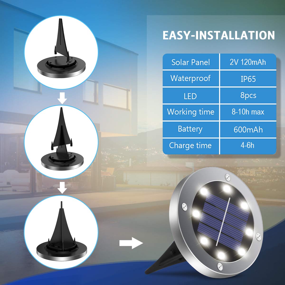 OULONGER Solar Lights Outdoor,12 Pack Solar Lights Outdoor Waterproof,Solar Garden Lights Landscape Lighting for Outside Patio Pathway Yard Lawn Driveway Deck Step Walkway(White Light)