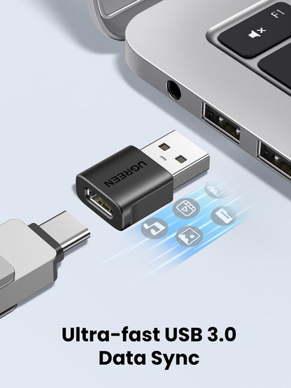 UGREEN USB to USB C Adapter 3Pack, 10Gbps USBC Female to USBA Male Adapter Type C Charge Converter for iPhone 16 15 14 13 Plus Pro Max,iPad Air Mini 6 7,Samsung Galaxy S23 S24,Pad Air,Black