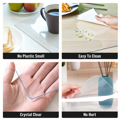 Royhom Clear Table Cover Protector 2mm Thick, 17 x 24 Inch Clear Plastic Table Cover Protector, PVC Desk Mat, Easy to Clean, Waterproof Tablecloth for Kitchen, Dinning Room