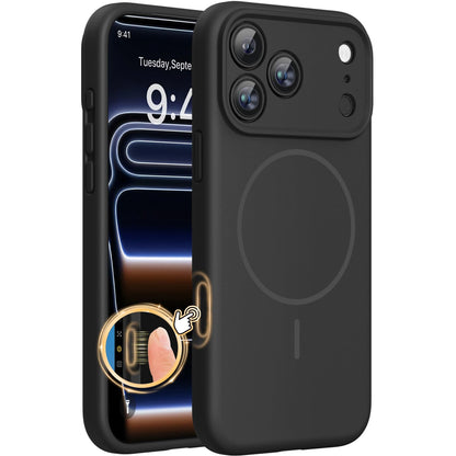Miracase Magnetic for iPhone 17 Pro Max Case, Compatible with MagSafe, Integrated Silicone Camera Control Cover, 3.0mm Thicken Shockproof Drop Protection Phone Case for 17 ProMax, Black