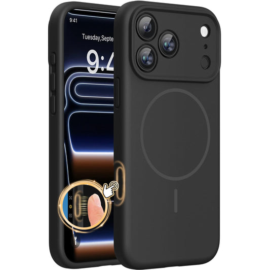 Miracase Magnetic for iPhone 17 Pro Max Case, Compatible with MagSafe, Integrated Silicone Camera Control Cover, 3.0mm Thicken Shockproof Drop Protection Phone Case for 17 ProMax, Black