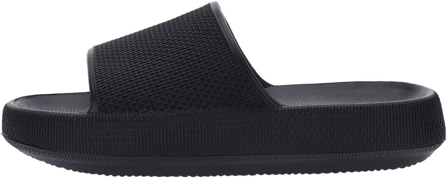 BRONAX Pillow Slippers for Women and Men | House Slides Shower Sandals | Cushioned Thick Sole 44-45 Black