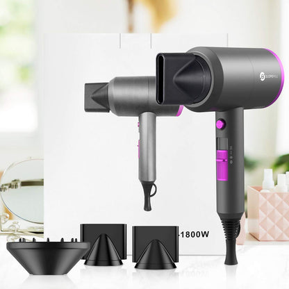 slopehill Professional Ionic Hair Dryer, Powerful 1800W Fast Drying Low Noise Blow Dryer with 2 Concentrator Nozzle 1 Diffuser Attachments for Home Salon Travel