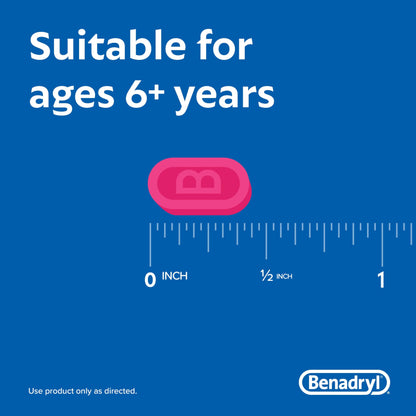 Benadryl Ultratabs Antihistamine Allergy Relief Medicine, 25 mg Diphenhydramine HCl Tablets for Relief of Cold & Allergy Symptoms Such as Sneezing, Runny Nose, & Itchy Eyes & Throat, 48 ct