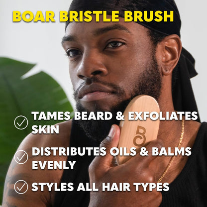 The Beard Club Beard Kit for Men - Grooming & Care Kit - Cedar & Sandalwood Oil, Sandalwood Balm, Boar Bristle Brush, Comb, Trimming Scissors - Dad Gift Set