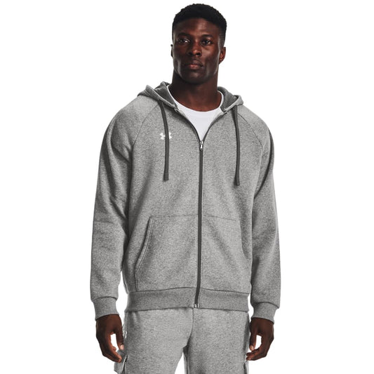 Under Armour Men's Rival Fleece Full Zip Hoodie, (025) Castlerock Light Heather / / White, Medium
