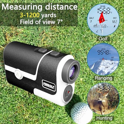 Golf Rangefinder with Slope, 1200 Yards, 7X Magnification, Suitable for Golf, Hunting, Outdoor Sports, with Flagpole Locking Vibration, Magnetic Function, USB-C Charge