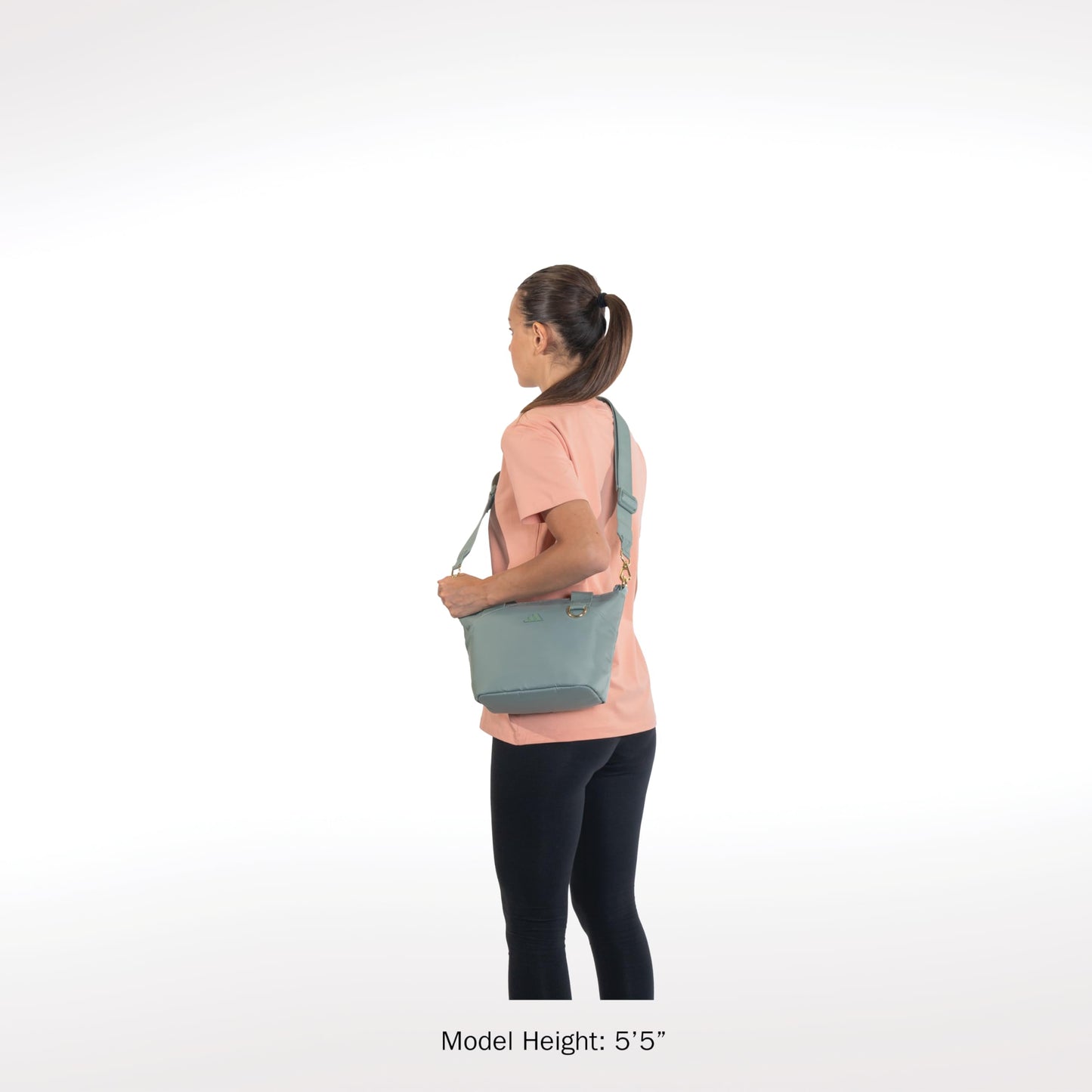 adidas Mini Tote (5L) Small Compact Durable Travel Crossbody Carry Bag, Premium/Silver Green/Gold Metallic, One Size