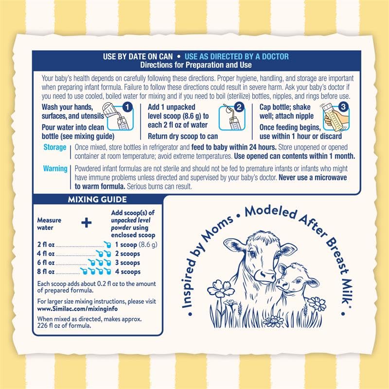 Similac Dual Prebiotic Blend, Baby Formula with Iron, Milk-Based Powder, 0-12 Months, 30.8-oz Can